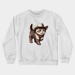 Cute Cowboy Cat with Hat and Boots Crewneck Sweatshirt